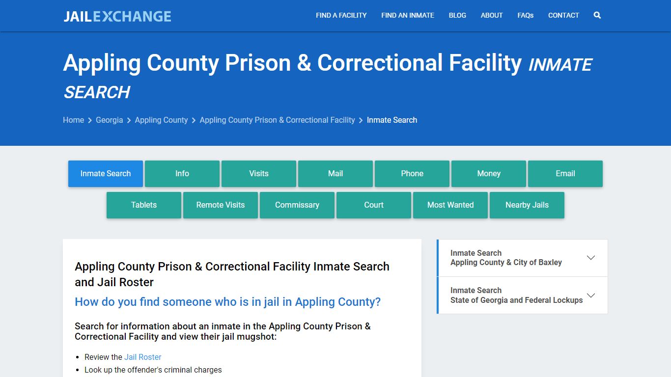 Appling County Prison & Correctional Facility Inmate Search - Jail Exchange